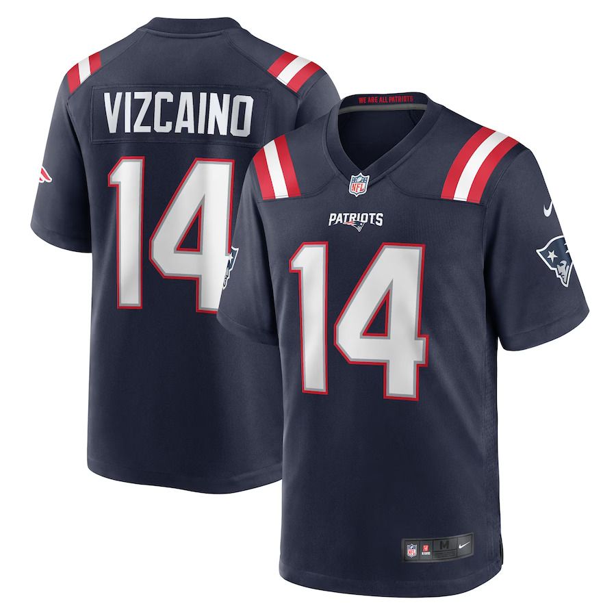 Men New England Patriots 14 Tristan Vizcaino Nike Navy Home Game Player NFL Jersey